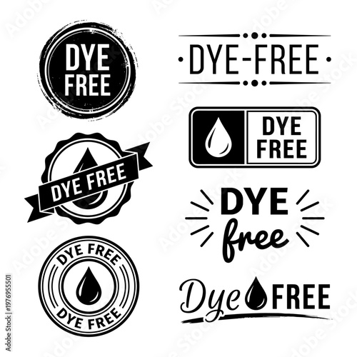 Dye free logo set with drop stamp and organic product label