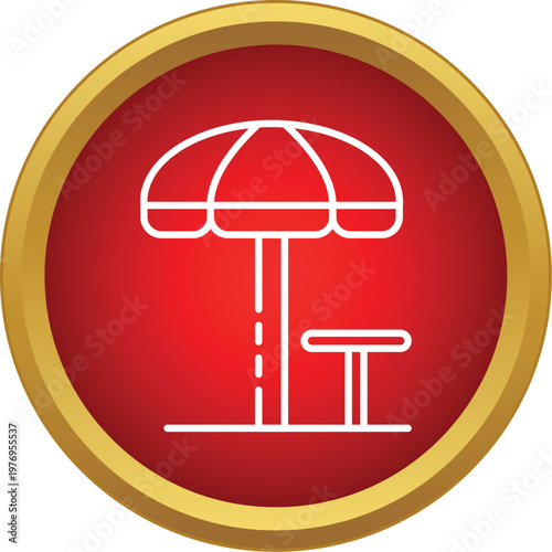 Outdoor area with umbrella and table for relaxation and recreation