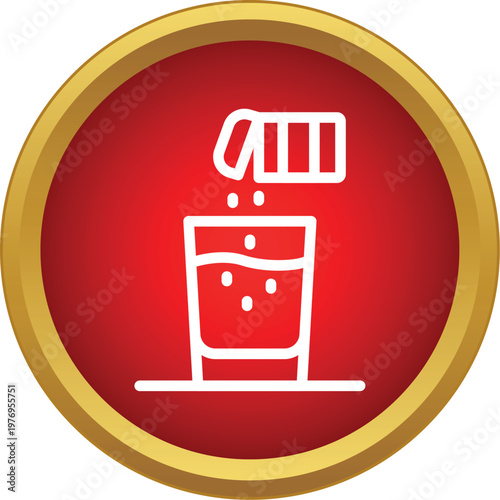 Pouring powdered medicine or supplement from a sachet into a glass for consumption