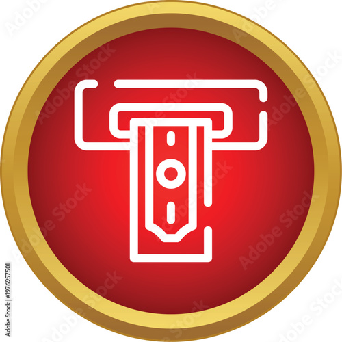 Atm machine icon showing money being dispensed from a slot