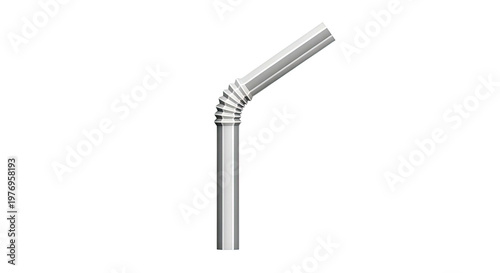 Gray Flexible Drinking Straw on White Background