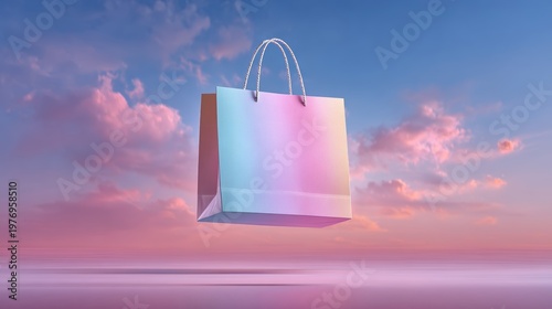 Colorful shopping bags falling on pink background,season sale, shopping online season,holiday winter shopping bags and gift boxes,space for text.
