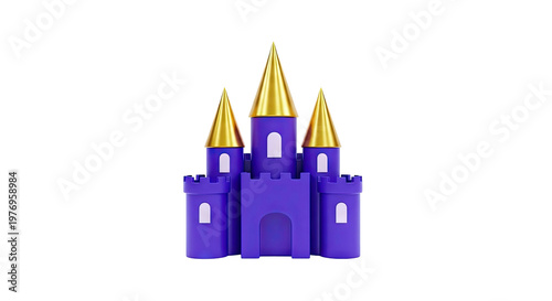 Purple and Gold Castle with Conical Towers