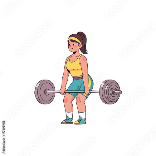 Woman Performing Deadlift Exercise with Barbell, Fitness and Strength Training