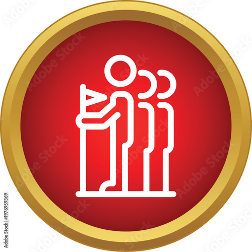 Team leader holding flag guiding people towards a common objective