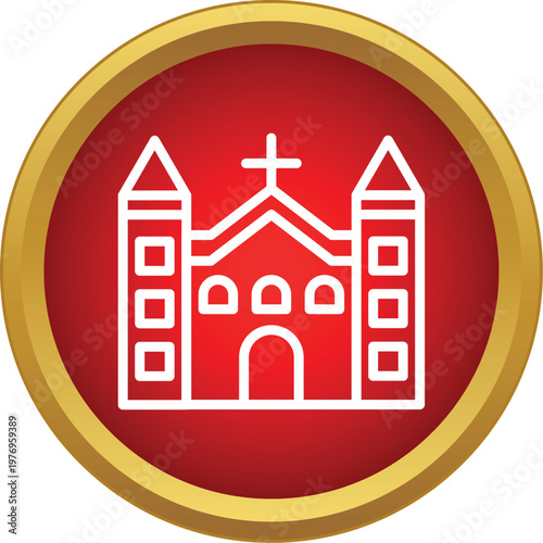 Church building outline icon representing religion and christian faith