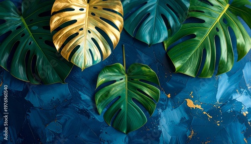 Colorful art design featuring blue and red Christmas balls with yellow beads in a floral pattern fashion