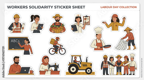 Workers Solidarity Sticker Sheet Labour Day Collection.