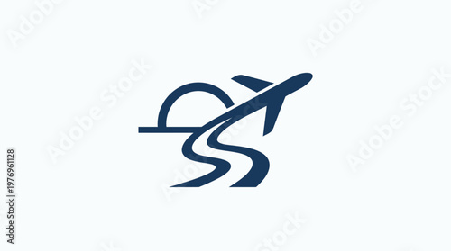 Airplane Takes Flight Over Sunrise and Winding Path