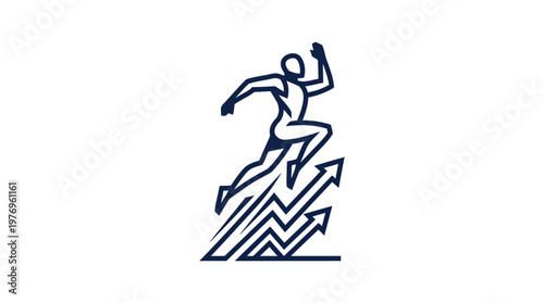 Runner Climbing Upward Arrow Graph