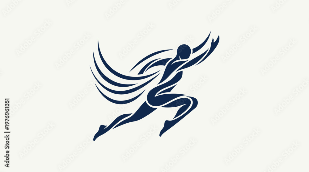 Fototapeta premium Dynamic Silhouette Of A Running Figure With Flowing Cape