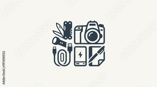 Everyday Carry Essentials Icon Set