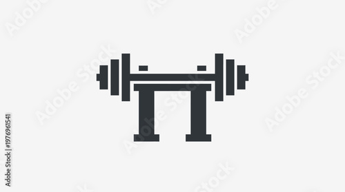 Modern Barbell Logo with Abstract Pillar Silhouette