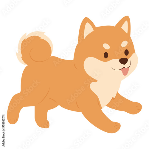 Cute Cartoon Shiba Inu Puppy Running