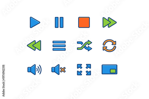 Generation button screen seek play shuffle icon vector list speaker image simple