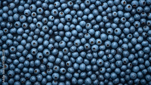 Top view of fresh blueberries pattern background for healthy organic food concept