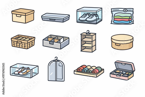 Icon transparent image case bag basket generation garment simple box bed shoe