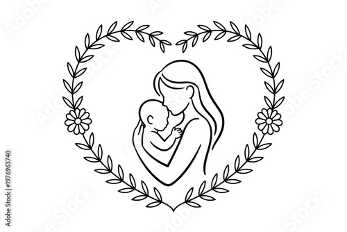 A mother tenderly holding her baby in a loving embrace