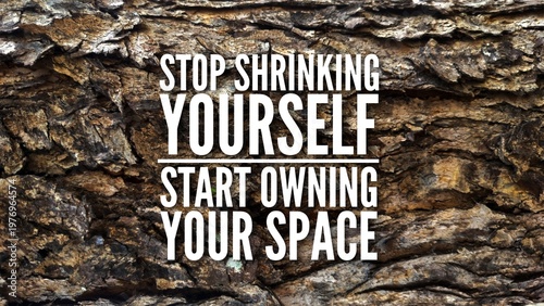 Konstfotografi Words or quotes of inspiration and motivation to succeed stop shrinking yourself, start owning your space