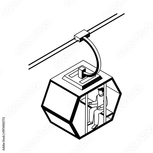 Icon depicting a cable car in isometric style
