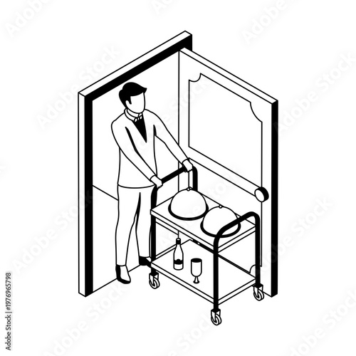 Icon depicting a room service in isometric style
