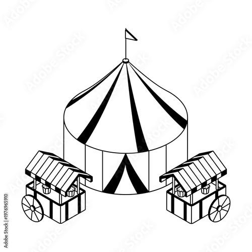 Icon depicting a carnival in isometric style
