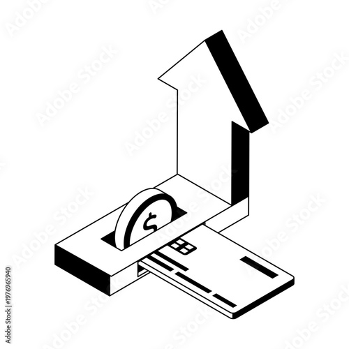 Icon depicting a card limit in isometric style
