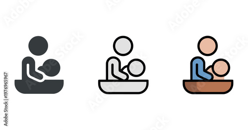 A set of simple icons depicting mothers breastfeeding their babies