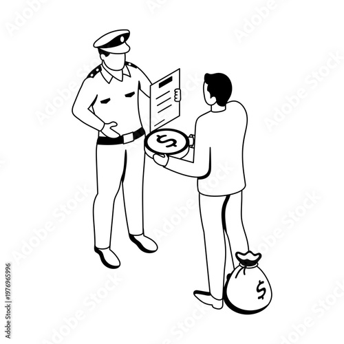 An isometric style icon showing a tax evasion
