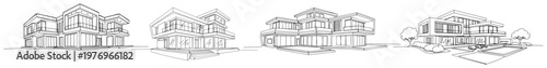 Modern luxury villa and contemporary house designs in clean minimalist architectural line art