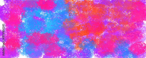 Vibrant pink, blue, and orange stippled paint splatters with a pointillist aesthetic. This energetic abstract vector background is ideal for thumb-stopping social media graphics.