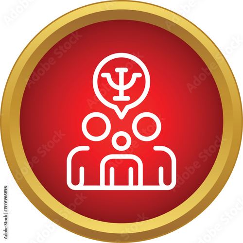 Family group icon with a psi symbol indicating psychology, therapy, and mental health support