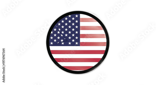 American flag icon, USA flag symbol, patriotic emblem, vector illustration