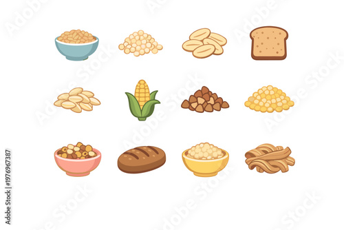 Generation buckwheat brown grains simple image pasta icon wheat rolled loaf vector