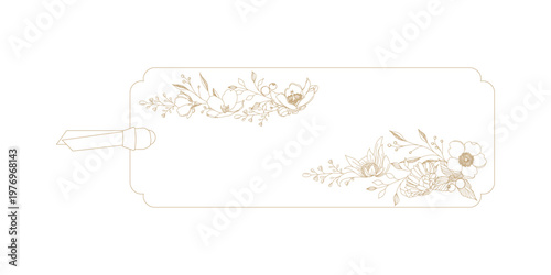 美しい線画のフローラルフレーム、タグ