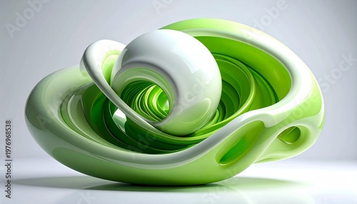 Abstract Green and White Swirl Design for Creative Concepts and Artistic Backgrounds in Health and Wellness.