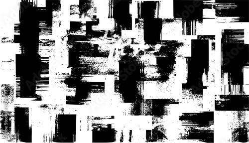 Black and white abstract geometric brush strokes texture white background grunge