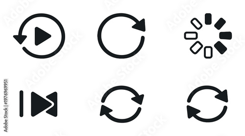 Playback loop and loading icons on dark interface background