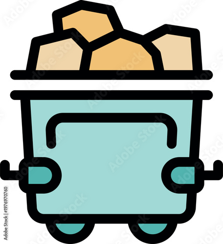 Mining cart transporting extracted minerals, representing the process of resource gathering in the mining industry