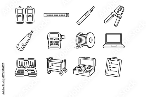 Generation cleaner vector network icon set pen laptop down image simple label