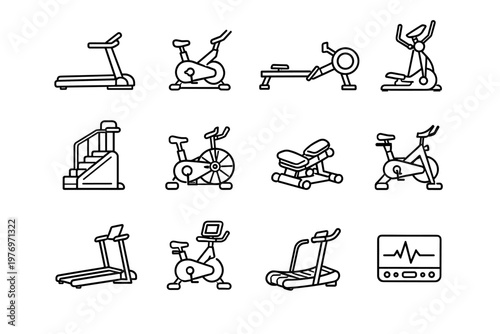 Treadmill screen vector generation stepper machine stair cardio icon foldable image bike