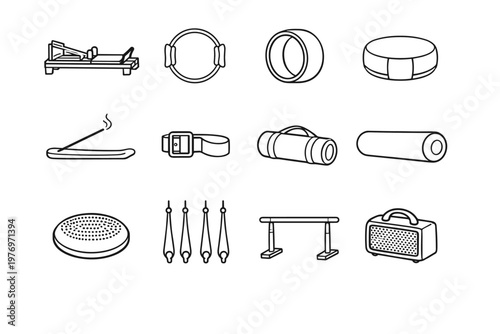 Speaker rail reformer generation rope icon pillow incense wheel simple image vector
