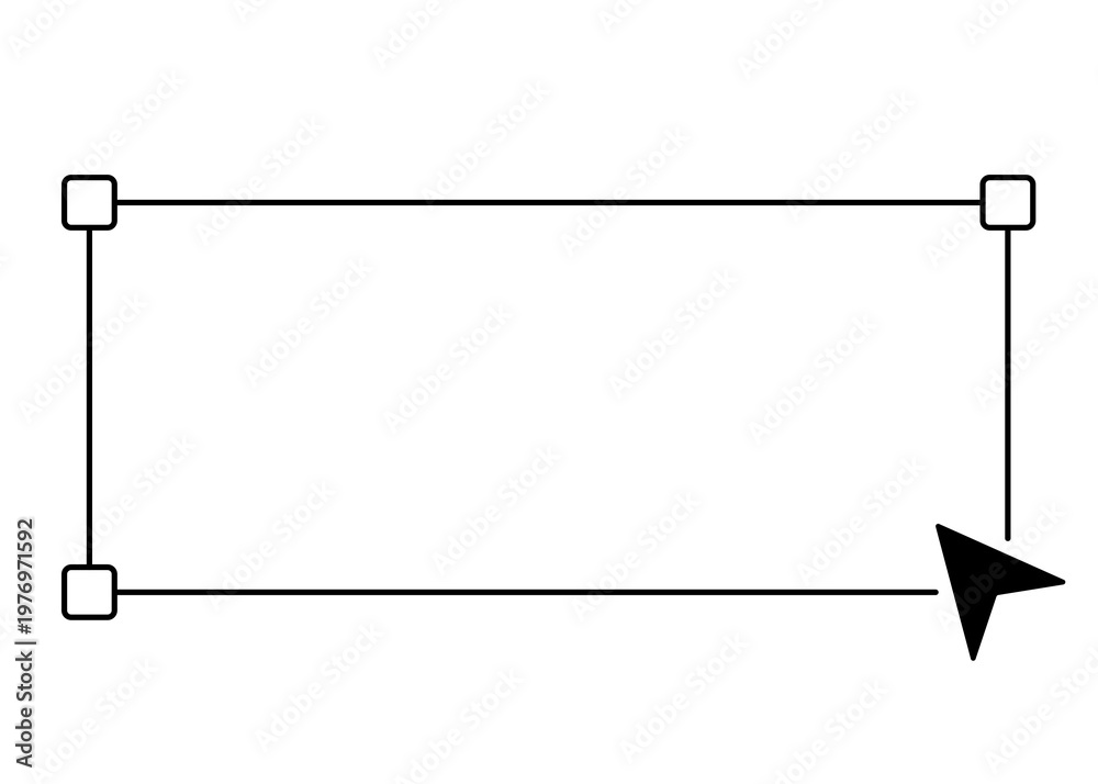 Obraz premium Graphic designer selection tool with a minimalist rectangular bounding box and cursor, PNG image. Illustration with transparent background