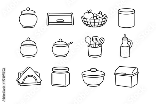 Vector simple cookie generation caddy bin canister cereal icon holder image bread