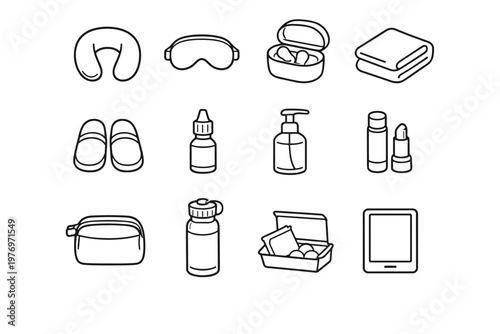 Water simple case image pouch vector icon mask earplugs compact bottle generation