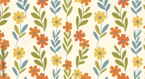 Pastel seamless ditsy floral pattern background for feminine textile design