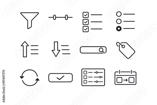 Range ascending search list slider filter image vector icon tag funnel generation