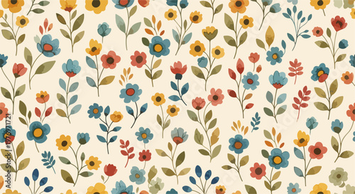 Scandinavian style floral design with simple shapes and muted tones