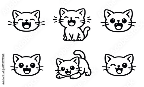 Cat emoji icons arranged in three by three grid on dark background