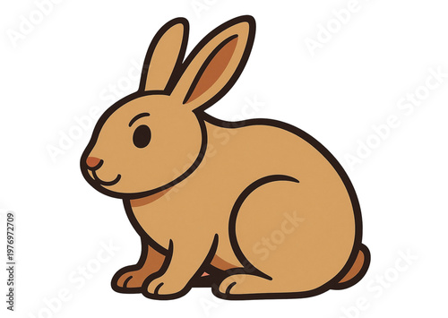 Фотография Cute brown rabbit illustration in a simple cartoon style, symbolizing gentleness